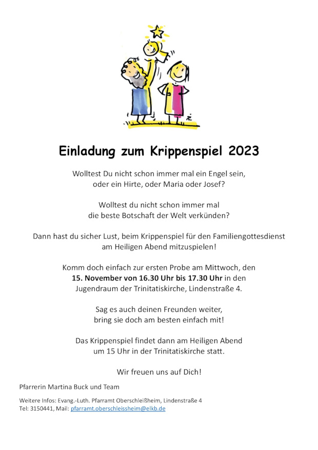 Einladung zum Krippenspiel 2023