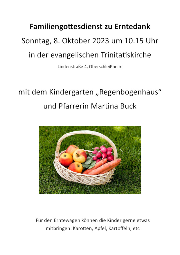 Plakat Familiengottesdienst Erntedank 2023